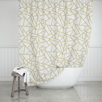 Κουρτίνα Μπάνιου Αδιάβροχη Polyester Εκρού Abstract Estia 180x200εκ. 02-11758