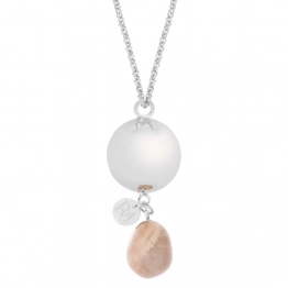 Μενταγιόν Εγκυμοσύνης Επάργυρο-Ατσάλι 110εκ. Silver Linn Φεγγαρόπετρα Proud Mama PM-636