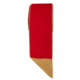 Χριστουγεννιάτικη Κορδέλα Dusty Fur 10εκ.-4,5μ. Κόκκινη-Χρυσή iliadis 20042