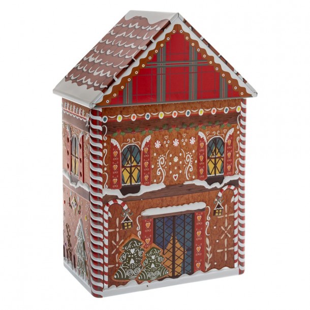 Χριστουγεννιάτικο Κουτί Μεταλλικό Σπίτι Gingerbread Καφέ 14,5x21,5x9εκ. iliadis 88275