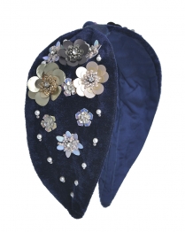 Στέκα Μαλλιών Λουλούδια Μπλε Σκούρο Με Χάντρες ble 5-49-927-0005