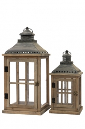 Φανάρι Σετ 2τμχ Ξύλινο Καφέ 28x28x60εκ.-21x21x42,5εκ. Zen Collection 24.17.49787