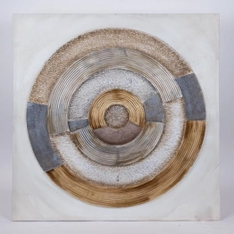 Πίνακας Καμβάς Κύκλος Λευκός-Μπλε-Natural 80x3x80εκ. ESTHETI 755-12213