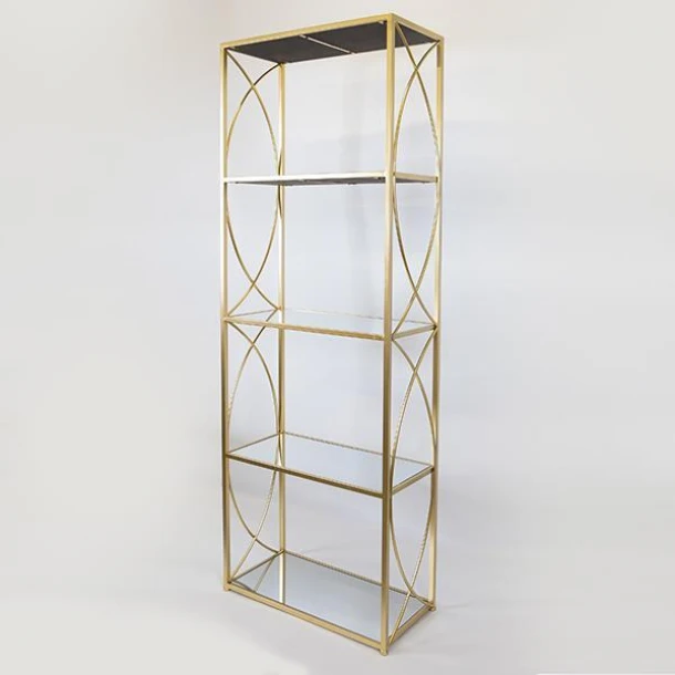 Ραφιέρα Μεταλλική-Γυάλινη Χρυσή 61x28x177εκ. ESTHETI 750-31513