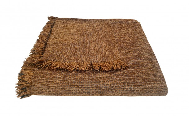 Ριχτάρι Acrylic-Polycotton Πολυθρόνας 180x180εκ. Σενίλ Ψάθα Light Brown Komvos Home 7045512-9