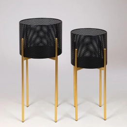 Κασπώ Σετ 2τμχ Μεταλλικό Μαύρο-Χρυσό 29x60εκ./25x54εκ. ESTHETI 752-18093