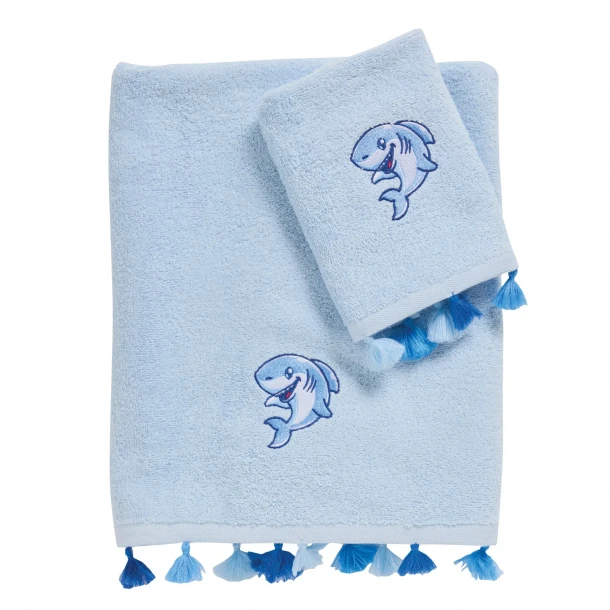 Σετ Πετσέτες 2τμχ Βαμβακερές Με Κέντημα Smile 4966 Blue Das Baby