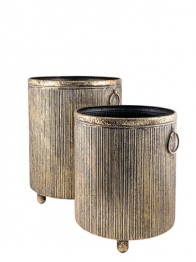 Κασπώ Σετ 2τμχ Μεταλλικό Χρυσό 37,5x35,5x44εκ.-32,5x31,5x36,5εκ. Zen Collection 25.55.52270