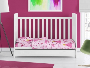 Παπλωματοθήκη Polycotton Κούνιας 120x160εκ. Princess 392 Pink DimCol