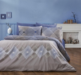 Σετ Σεντόνια 4τμχ Polycotton Υπέρδιπλα 220x240εκ. Καλλιρόη 604 Grey-Blue DimCol