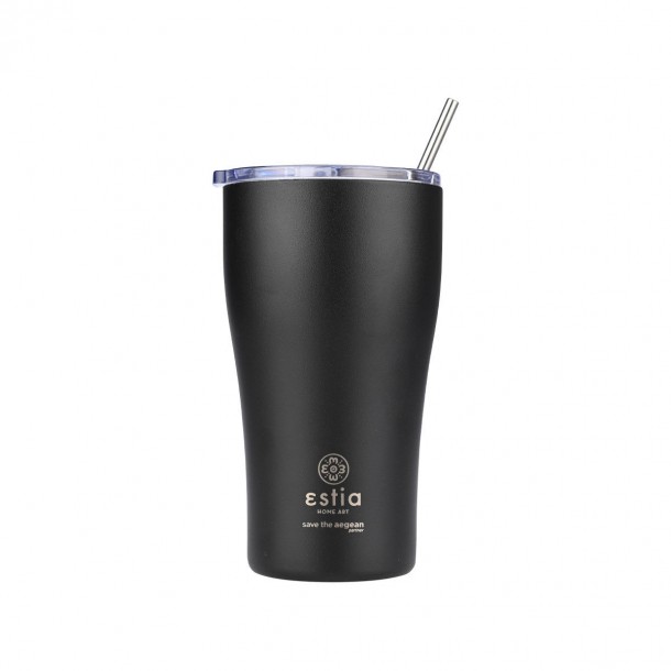 Θερμός-Ποτήρι Ανοξείδωτο Midnight Black Save The Aegean Estia 500ml-9x16εκ. 01-23122