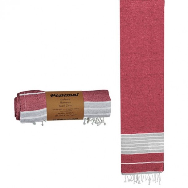 Πετσέτα Θαλάσσης Pestemal Βαμβακερή Red 90x180εκ. Summer tiempo 42-823