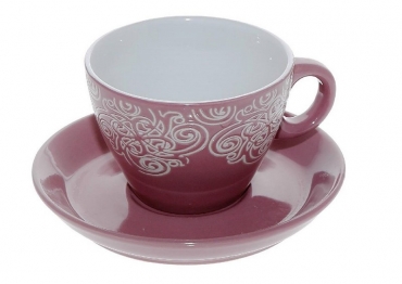 Φλυτζάνι Με Πιατάκι Cappuccino Stoneware 330ml Vienna Pink ESPIEL HUN117K6