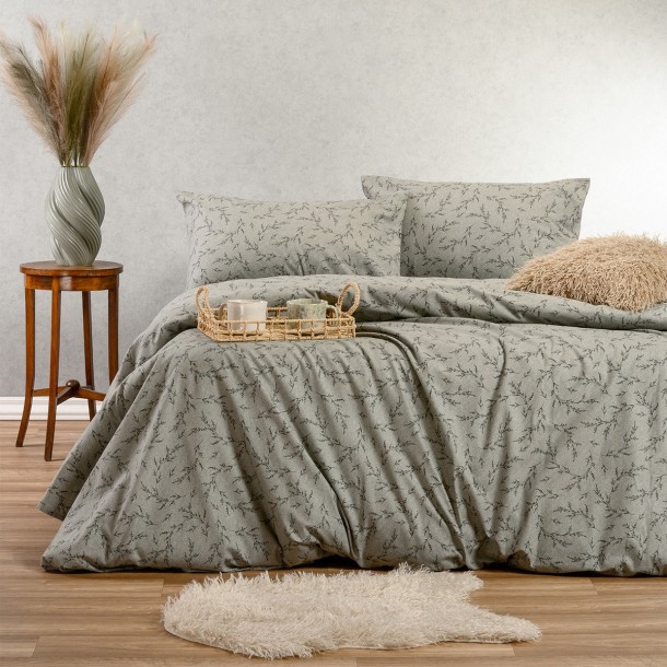 Σετ Σεντόνια Φανελένια Μονά 170x260εκ. Poppy Grey Winter Line Melinen 20005005