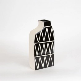 Βάζο Κεραμικό Μαύρο-Μπεζ 14x6,5x29εκ. ESTHETI 752-20199