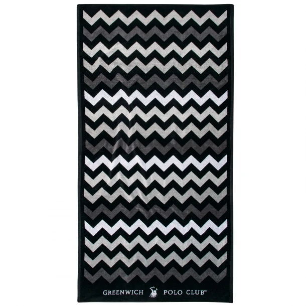 Πετσέτα Θαλάσσης Βαμβακερή 90x180εκ. Essential 4007 Μαύρο-Γκρι Greenwich Polo Club