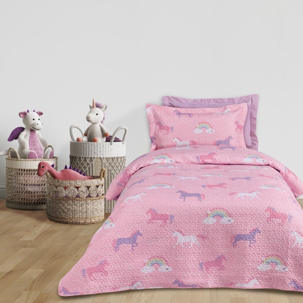 Κουβερλί Microfiber Μονό 160x240εκ. Kid Line 4929 Ροζ-Μωβ Das Kids