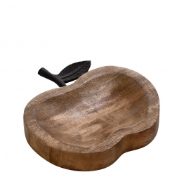 Διακοσμητική Πιατέλα Μήλο Ξύλινη-Μεταλλική Μαύρη ESPIEL 19x18x4εκ. FRI152K4