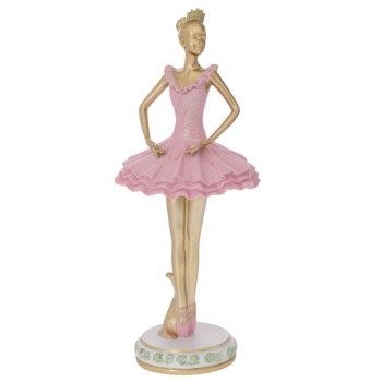 Διακοσμητική Επιτραπέζια Μπαλαρίνα Polyresin Χρυσή-Ροζ iliadis 15x15x37εκ. 91747