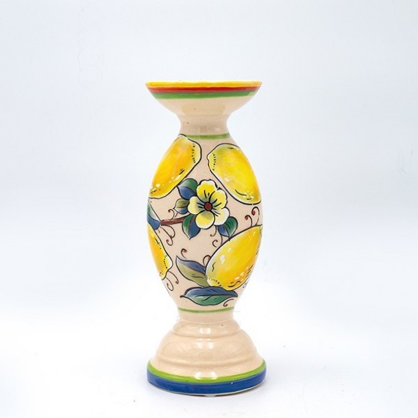 Κηροπήγιο Κεραμικό Μπεζ-Multi Με Λεμόνια 10x25εκ. ESTHETI 819-00181