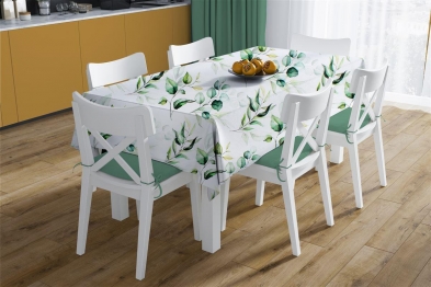 Σετ 2τμχ Τραπεζομάντηλο & Runner Polycotton Αλέκιαστο 140x220εκ.-40x220εκ. Green Leaves 462 White-Green DimCol