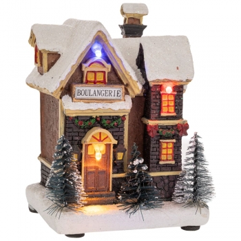 Χριστουγεννιάτικο Διακοσμητικό Σπιτάκι Polyresin Με Led Μπαταρίας 9x7,5x11,5εκ. iliadis 90734