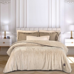 Κουβέρτα Fleece Μονή 170x240εκ. Essential 4438 Beige Greenwich Polo Club
