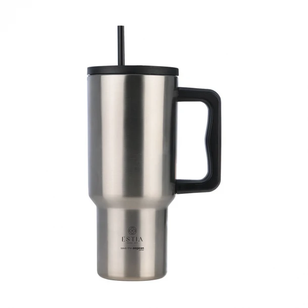Θερμός Ανοξείδωτος Straw Tumbler XL 14,5x10x22,5εκ.-900ml Steel Flow Save The Aegean Estia 01-36232