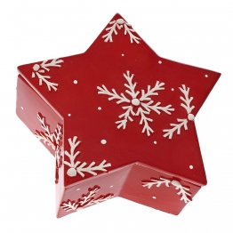 Χριστουγεννιάτικη Μπισκοτοθήκη Αστέρι Κεραμική Κόκκινη-Λευκή 25x24x10εκ. 81573