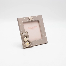 Κορνίζα Παιδική Polyresin Αρκουδάκι Λευκή-Εκρού 13,5x2,8x12,7εκ. ESTHETI 815-00043