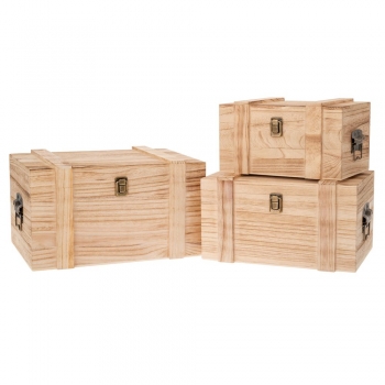 Μπαούλο Σετ 3τμχ Ξύλινο Natural 38x27,5x22εκ.-33x23x18,5εκ.-28x18x15,5εκ. iliadis 89612