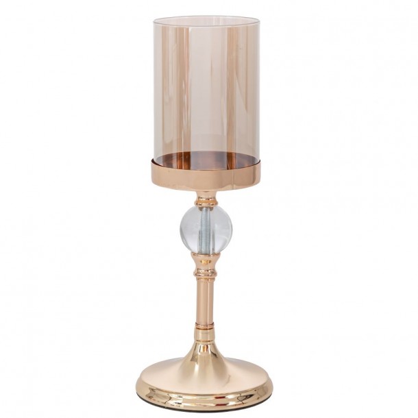 Κηροπήγιο Γυάλινο-Μεταλλικό Χρυσό 13,5x36εκ. iliadis 91774