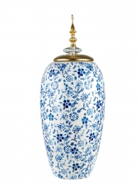Βάζο Κεραμικό Με Καπάκι Χρυσό-Μπλε 18x42,5εκ. Zen Collection 24.12.50660