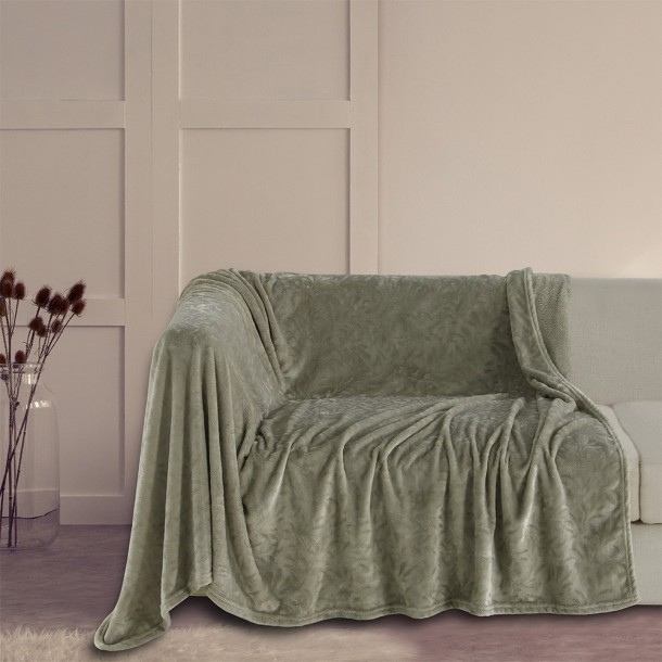Ριχτάρι Flannel Τριθέσιου 170x300εκ. Aria Olive-Grey Melinen 20003806