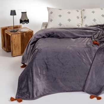 Κουβέρτα Flannel Υπέρδιπλη 220x240εκ. Berlin Dark Grey Melinen 20001938