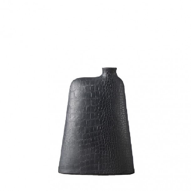 Βάζο Ανάγλυφο Polyresin Μαύρο-Ανθρακί 22x7x30εκ. ESPIEL FIK302