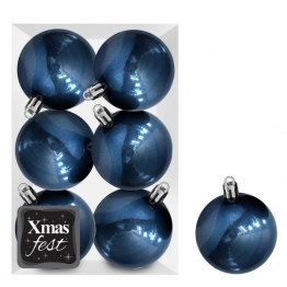 Σετ Μπάλες 6τμχ Περλέ Πετρόλ Δ8εκ. Xmas fest 93-3546