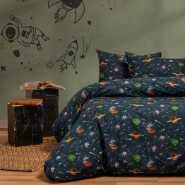 Σετ Σεντόνια Βαμβακερά Μονά 170x270εκ. Interstellar Blue Kids Line Melinen 20004372