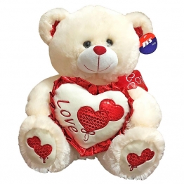 Λούτρινο Αρκουδάκι Με Καρδιά White 30εκ. Toy Markt 79-462