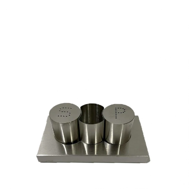 Σετ Αλατοπίπερο Με Θέση Για Οδοντογλυφίδες Ανοξείδωτο Ασημί ESPIEL 15x5,5x8,2εκ. DWKA1001