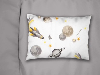 Μαξιλαροθήκη Bebe Φάκελος Βαμβακερή 35x45εκ. Space Mission 183 White-Grey DimCol