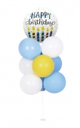 Σετ Μπαλόνια 12τμχ Happy Birthday Μπλε-Κίτρινο-Λευκό 2437455