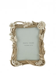 Κορνίζα Polyester Σαμπανί Με Μπεζ Λουλούδια 13x18εκ. Zen Collection 25.50.52357