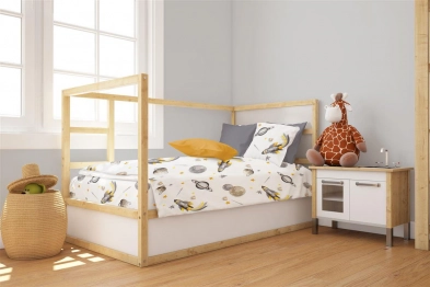 Παπλωματοθήκη Βαμβακερή Κούνιας 120x160εκ. Space Mission 183 White-Grey DimCol