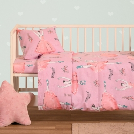 Παπλωματοθήκη Φανελένια Κούνιας 110x160εκ. Ballet Pink Winter Line Melinen 20004093