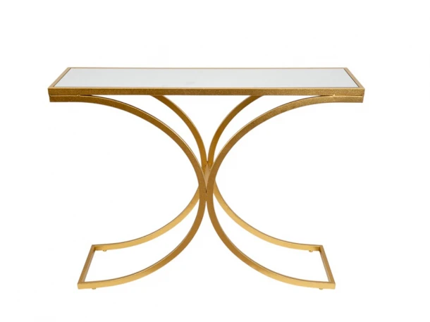 Κονσόλα Μεταλλική Με Καθρέπτη Χρυσή 106,5x30,5x79,5εκ. Zen Collection 25.54.52037