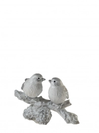 Διακοσμητικό Επιτραπέζιο Κλαδί Με Πουλάκια Polyester Ασημί-Λευκό 15x10x10,5εκ. Zen Collection 25.42.51977