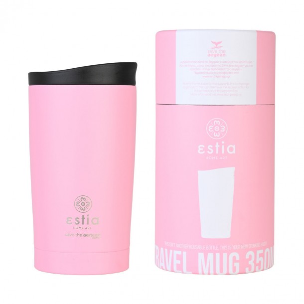 Θερμός Ποτήρι Ανοξείδωτος Travel Mug Blossom Rose Save The Aegean 350ml-7,5x7,5x14,5εκ. Estia 01-20408