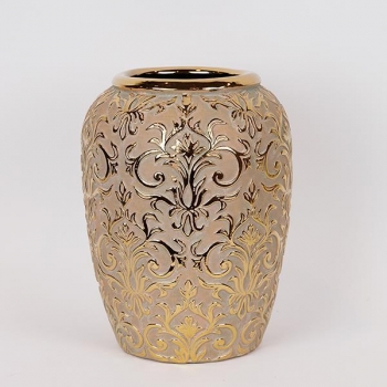 Βάζο Κεραμικό Μπεζ-Χρυσό 24x24x31,5εκ. ESTHETI 819-00137