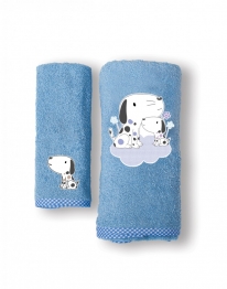 Σετ Πετσέτες Bebe 2τμχ Βαμβακερές Puppy Blue SBaby